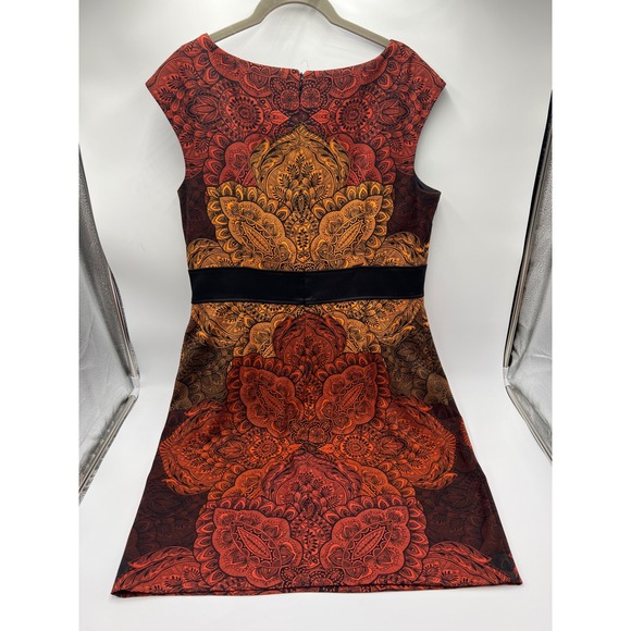 London Times Womens Orange Red Mandala Print Sleeveless Sheath Dress Size 14 - Picture 5 of 7